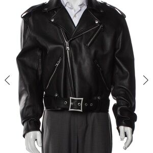 Men's MCM Black Lamb Leather Biker Jacket